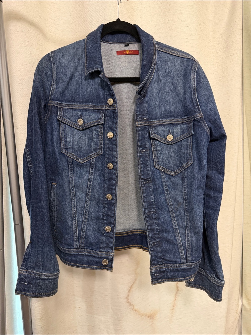 7 For All Mankind Blue Denim Jean Jacket - Button-Front Trucker